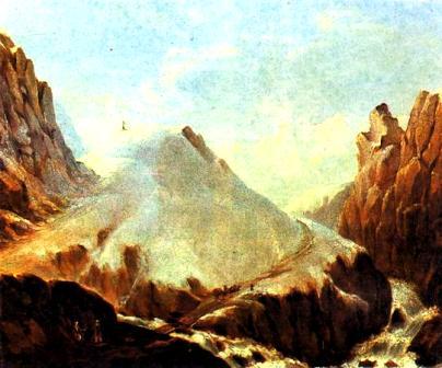Нажмите для увеличения. Крестовая гора. Картина М. Ю. Лермонтова. Масло. 1837-1838