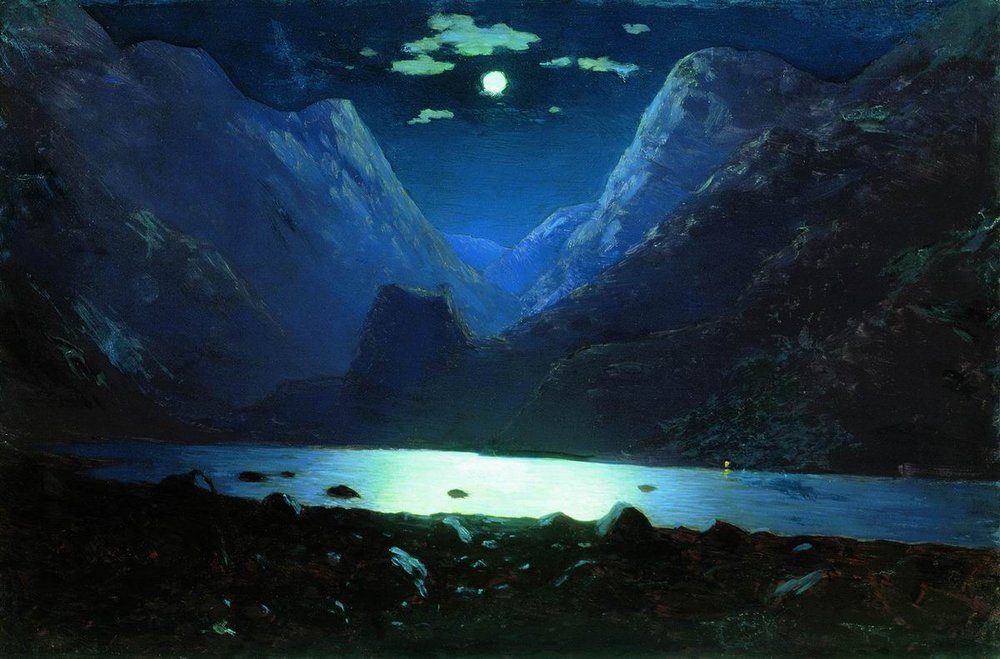 Нажмите для увеличения. А. И. Куинджи. Дарьяльское ущелье. Лунная ночь. 1890-1895